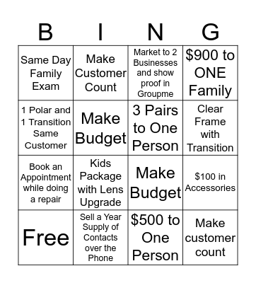 4.1.3 Saturday Bingo.  Bingo Card