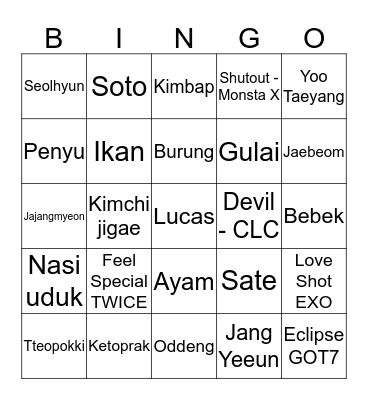 EUNBEAAANNN Bingo Card