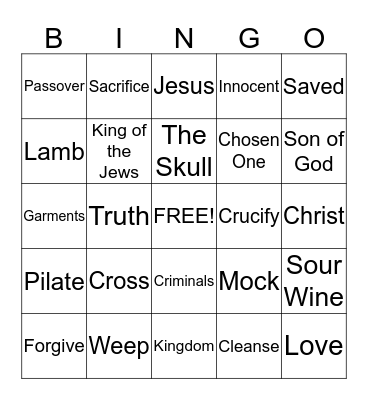 Calvary Bingo Card