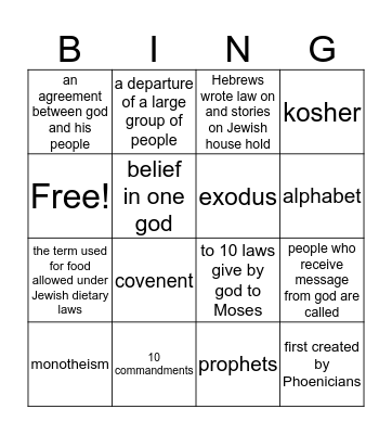 Judaism  Bingo Card