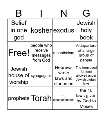 Judasim Bingo Card