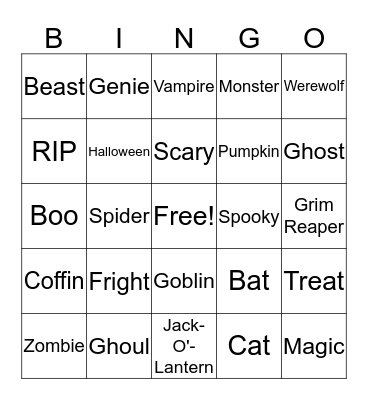 Halloween Bingo Card
