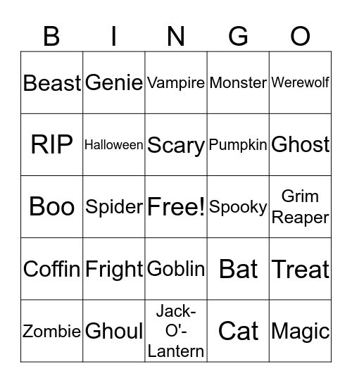 Halloween Bingo Card