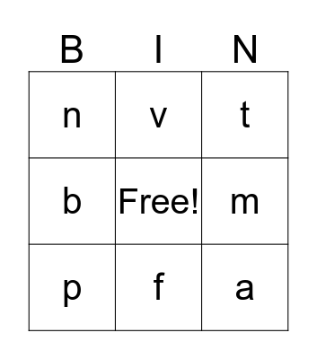 POOL 1 LETTERS Bingo Card