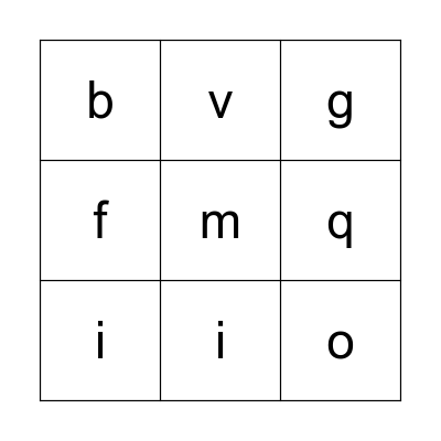 POOL 4 LETTERS Bingo Card