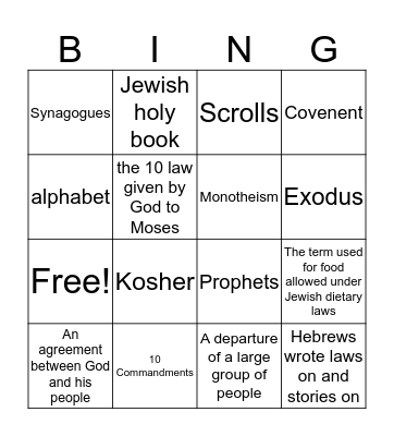 Judaism Bingo Card