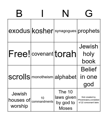 Judaism bingo Card