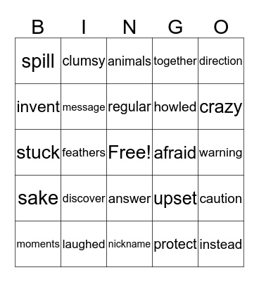 Vocabulary Bingo! Bingo Card