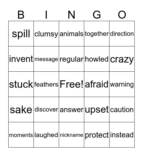 Vocabulary Bingo! Bingo Card