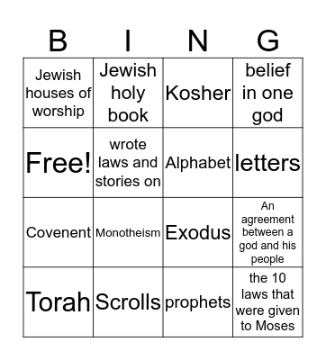 Judaism  Bingo Card