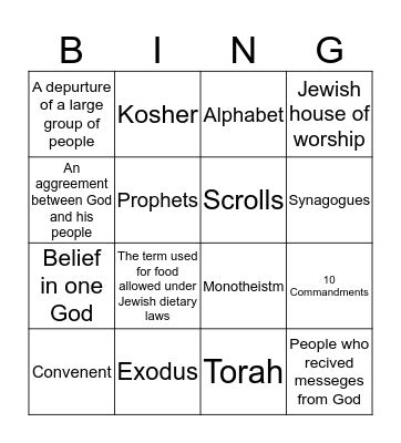 Judaism Bingo Card