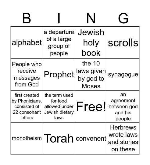 Judaism bingo Card