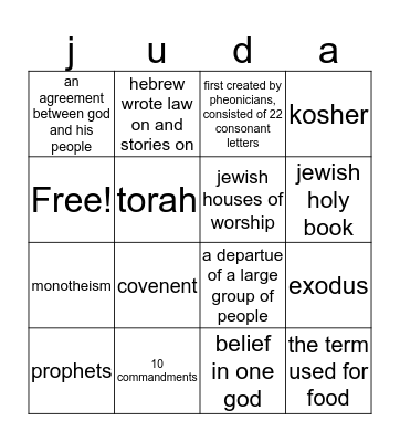 judaism Bingo Card