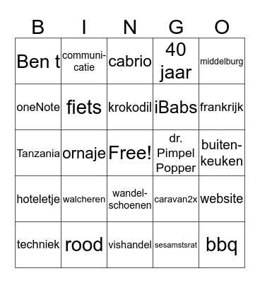 Jubileum Bingo Card