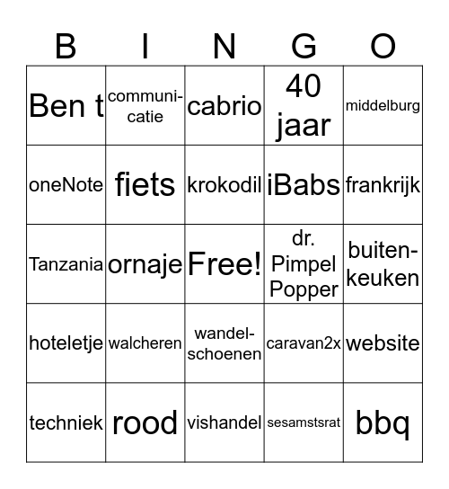 Jubileum Bingo Card