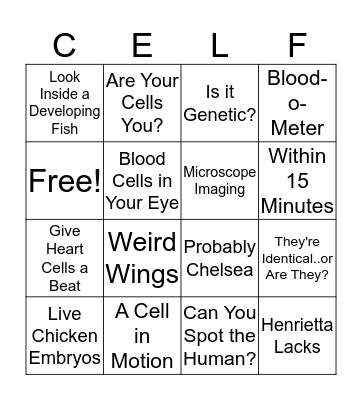 Cells to Self Bingo Card