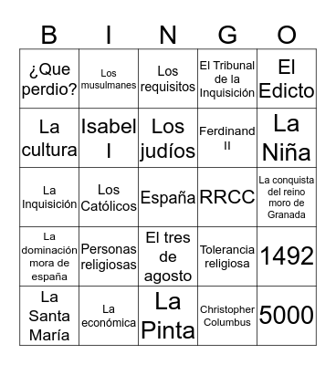 La Inquisición Bingo Card