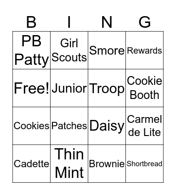 Cookie Game Night Bingo Card