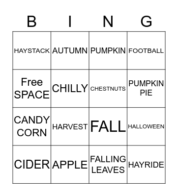WELCOME TO FALL Bingo Card