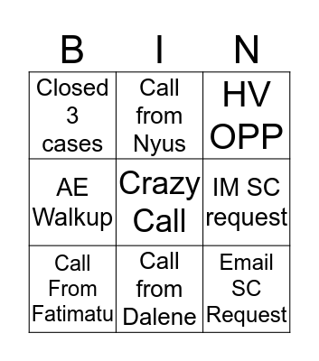 Mid-Market Tings Bingo Card