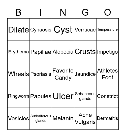 Integument Bingo Card