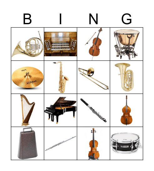 Instrument Bingo Card