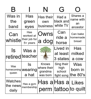 Garrett Family Reunion 2019 Bingo Card