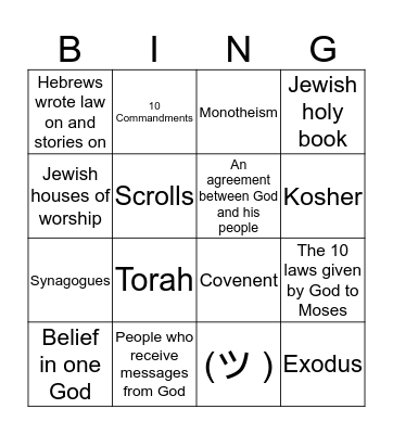 Social Studies - Judaism Bingo Card