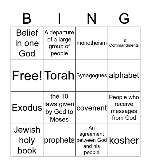 Judaism BINGO! Bingo Card