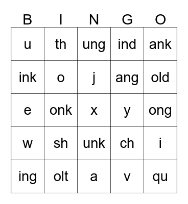 Structured Language 2 Bingo Card