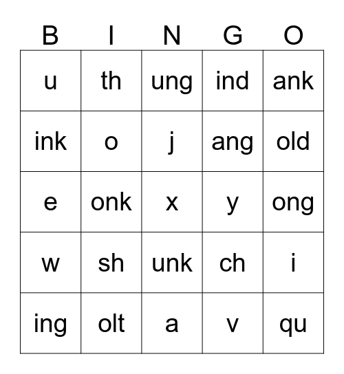 Structured Language 2 Bingo Card