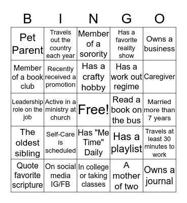 Getting to Know YOU Bingo Card