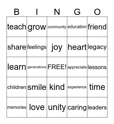 Share & Care Bingo Card