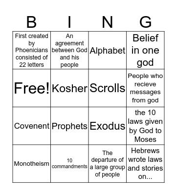 Judaism bingo Card