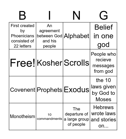 Judaism bingo Card
