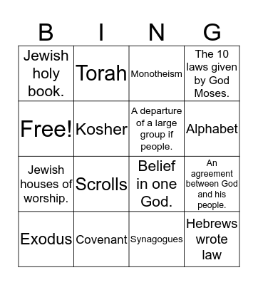 Judaism Bingo Card