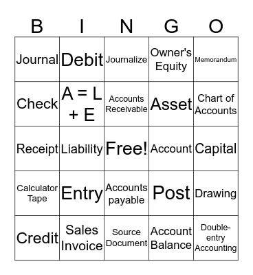 Accounting Bingo Card