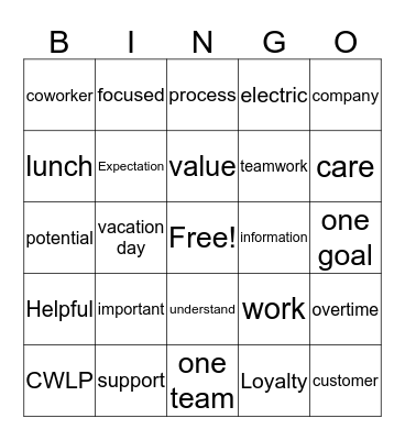 Customer Service Week 2019 Bingo Card