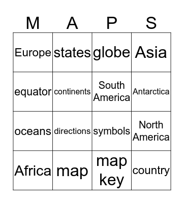 Social Studies Bingo Card