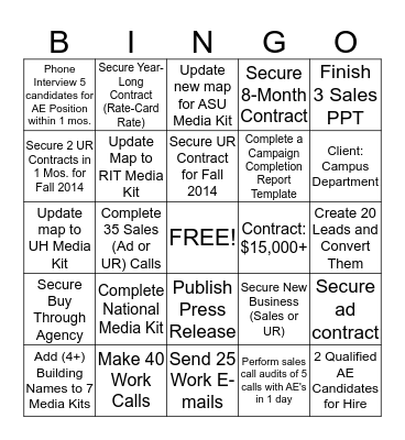 Mary Minton Bingo Card