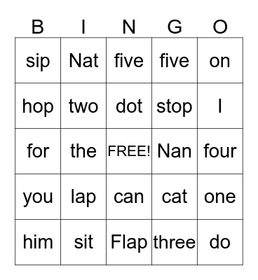 "A Home For Flap" Bingo Card