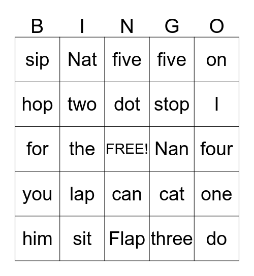 "A Home For Flap" Bingo Card