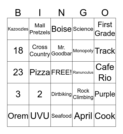 Miss Simmons Birthday Bingo Card