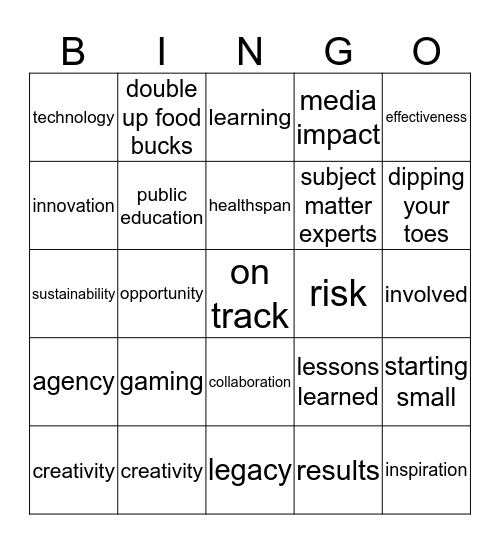 Values & Passions Bingo Card