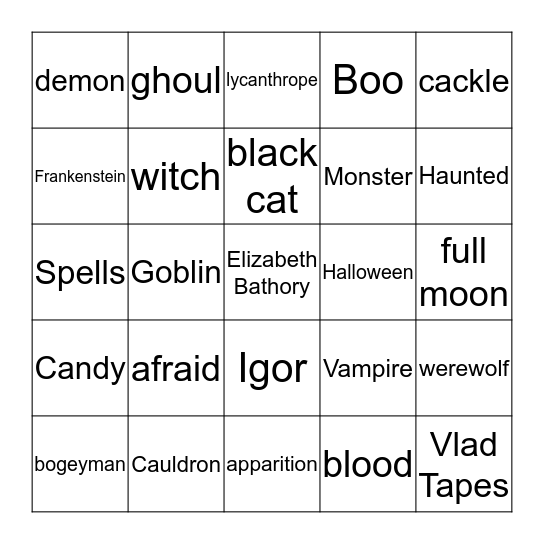 Happy Halloween  Bingo Card