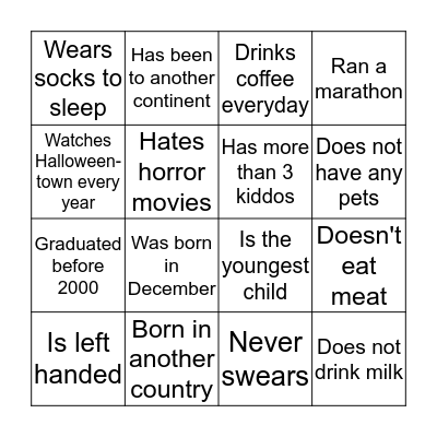 Icebreaker Bingo Card