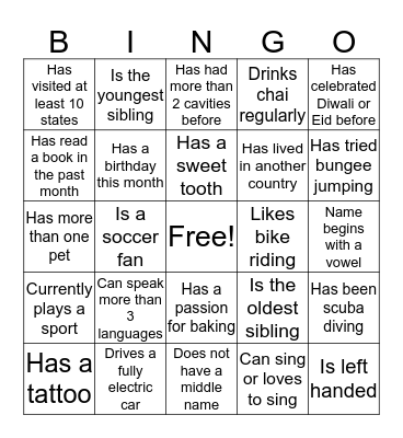 Find Someone Who... Bingo Card