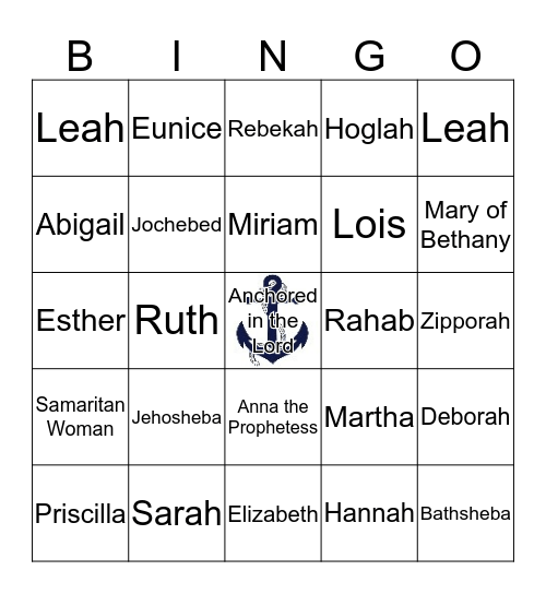 Anchored Women In The Lord Bingo Card