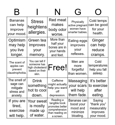 FUN FACTS Bingo Card