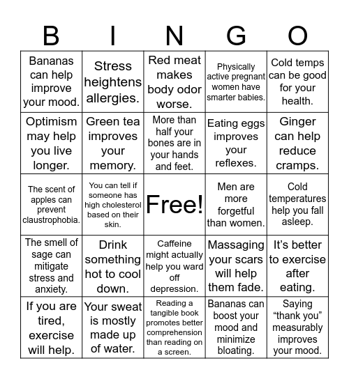 FUN FACTS Bingo Card